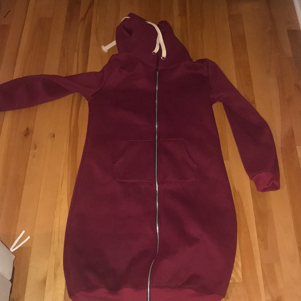 Tunic zip up hooded sweatshirt